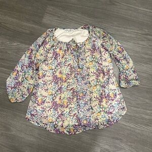 Figueroa Flower Colorful Blouse 3/4 Sleeve Size PL